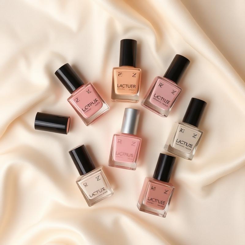 Sammlung nude und rosé Nagellacke auf Seide