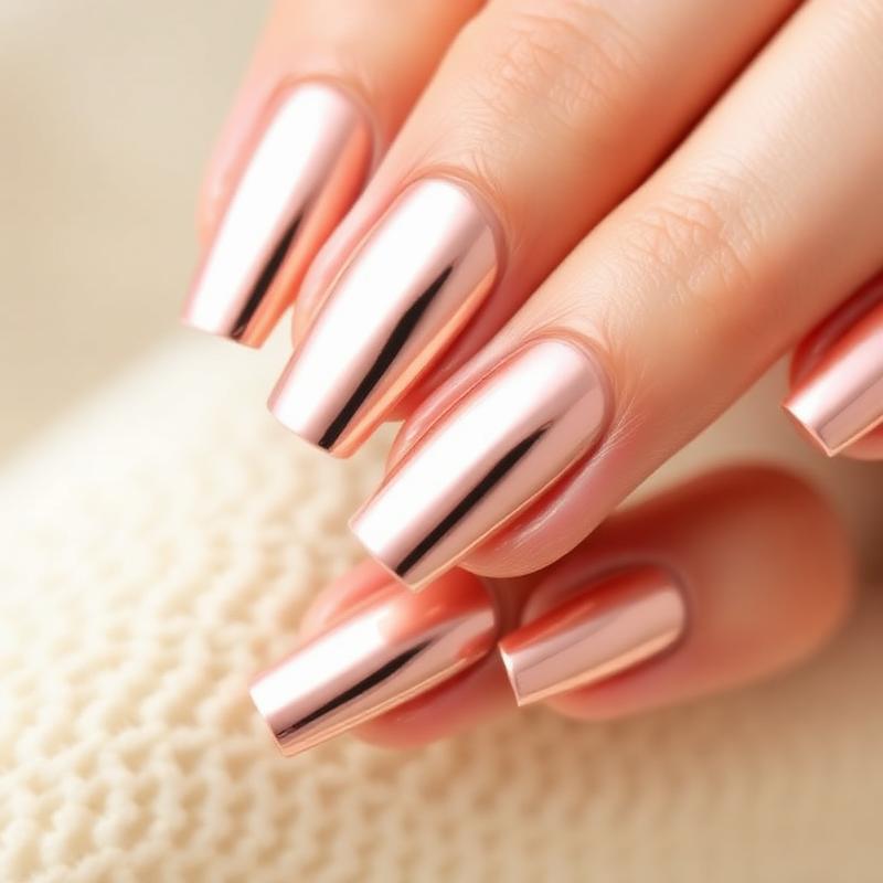 Chrome Effekt Nägel in roségold